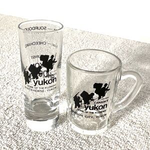 Vintage Canada’s Yukon Home Of the Klondike Dawson City Souvenir Shot Glass Set